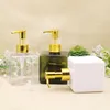 Storage Bottles 5pcs 250ml PETG Square Bottle Golden Aluminum Oil Pump Refillable Lotion Empty Cosmetic Containers (Safety Buckles)