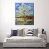 Handgefertigtes Ölgemälde von Vincent Van Gogh, rosa Pfirsichbaum, moderne Leinwandkunst, moderne Landschaft, Wohnzimmerdekoration