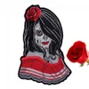 Wunderschöner modischer Rose Lady Sugar Skull Temptress Patch Day Of The Dead bestickte Patches 209e