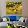 Impressionistisch canvas kunstveld met twee konijnen handgemaakte Vincent van Gogh schilderij landschap kunstwerk moderne woonkamer decor