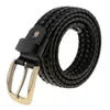 Belts 3.4 Cm Braided Elastic Webbed Belt With Metal Buckle For Pants Shorts