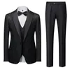 Herenpakken (Blazer Vest Broek) Pak Mode Zakelijk Elegante Slanke Casual Gentleman Bruiloft Formele 3 STUKS Set Jas Broek