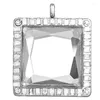 Pendant Necklaces 5PCS Square Locket Rhinestone Glass Floating Charms Alloy Making Medallion Po Necklace Keychain Women Jewelry Craft