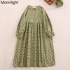 Urban Sexy Jurken Mori Meisje Polka Dot Lange Voor Vrouwen Herfst Japan Peter Pan Kraag Katoen Mouw Jurk Kant Losse casual Vestidos 230711