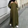 Abbigliamento etnico Satin Plain Musulmano Abaya Abito Dubai Turchia Hijab Cintura Donna African Eid Islam Modest Ramadan Abbigliamento marocchino Kaftan Robe