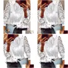 Damesblouses Overhemden Dames Dames Elegante mode Vlinderprint Top Verstoorde rand Casual blouse met lange kanten mouwen Drop Delivery Dhsts