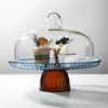 Teller Ins Licht Luxus Kuchen Display Stand Hohe Fuß Obst Platte Dessert Tisch Verkostung Tablett Glas Transparente Abdeckung Rack