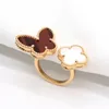 Lucky Ring Four Leaf Cleef Love Gold Rings for Women Mens Luksusowe obrączki