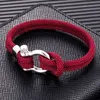 MKENDN Bracciali in corda nautica minimalista con chiusura a bullone Bracciale di sopravvivenza a doppio filo da uomo Fibbia sportiva in acciaio inossidabile da donna L230704