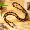 Strand 108 Mala Beads Tigers Eye Bracelet Necklace-Healing Gemstone Bracelet-Crystal Chakra Prayer Bead Bracelet-Mala Meditation Yoga