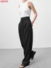 Dress Oo Black Pleated Palazzo Pants Women High Waist Casual Autumn Trousers Work Wear Floorlength Loose Office Ladies Pants 2023