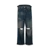 Men's Jeans Knee ripped denim jeans big holes wideleg mopping hip hop elephant pants streetwear men y2k vintage baggy 230711