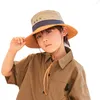 Berets 2023 Korean Style Children's Hat Fashion Letter Baby Big Brim Sun-Probroof Sun Outdoor Windproof