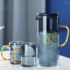 Bouteilles d'eau créative verre épaissi bouilloire froide jus de ménage avec couvercle filtre Style nordique haute théière en borosilicate tasse ensemble cadeau