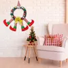 装飾花クリスマスストライプピエロエルフ脚花輪フロントドア装飾帽子弓ガーランドでぶら下げ