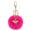 Sevimli Rhinestone Anahtarlık Sahte Tavşan Kürk Top Keychain Kız Peluş Anahtarlık Çantası Kolye Keyasyon Hediye Anahtar Zincirleri