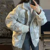 Autumn and winter women's short small fragrant wind down coat, splicing color fashion and trend, loose version, down filling comfortable and warm.