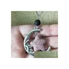 Pendant Necklaces Vintage Sier Color Starfish Lava Stone Moon Diffuser Necklace Volcanic Rock Aromatherapy Essential Oil For Women D Dhbjz