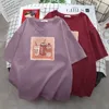 여자 T 셔츠 대형 크기 6xL 150kg 여름 여성면 짧은 소매 셔츠 만화 탑 Tshirts 캐주얼 큰