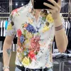 Chemises décontractées pour hommes 2023 été Slim Fit haute qualité mode chemise à manches courtes Floral affaires robe hommes vêtements