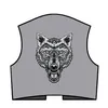 Tatuagem de cabeça de lobo solitário enorme remendo bordado refletivo aplique de motoqueiro nas costas costurado em crachás de 12 polegadas de altura 266s