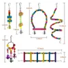 Autres fournitures pour oiseaux 5 6 10 pièces ensemble jouets de cage pour perroquets balançoire à mâcher fiable perles en bois suspendues boule cloche accessoires pour animaux de compagnie 230711