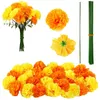 Fleurs séchées Marigold artificiel avec tige pour bricolage guirlande guirlande artisanat mariage anniversaire Diwali Halloween Thanksgiving décor à la maison 230711