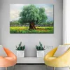 Outdoor Landschap Canvas Foto Handgeschilderde Groene Bomen Olieverf Unframed Wandkleden Canvas Kunstwerk Home Decor Craft L230704