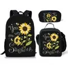 Рюкзак Creative Fashion Fashion Fashion Frong Sunflower 3D Print 3PCS/SET STUCK SCOUL SCHOOL BAGS ноутбук для ланча дневной пакет