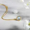 Pendant Necklaces Luxury 925 Sterling Silver Natural Labradorite Stone Pendant Necklace For Women Gold Color Fine Jewelry Bijoux Femme HKD230712