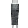 スカート FUFUCAILLM Y2k グラフィックダークアカデミア女性夏のペンシルスカート絵柄ミディゴシック E ガールグランジ服