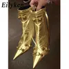 Boots Eilyken Fashion Pointed Toe Boots Women Chain Fringe Zipper Pumps Heels Soft Leather Ladies Party Ladies Shoes L230712