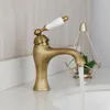 Baterie umywalkowe Antyczny mosiężny kran Pojedynczy otwór Uchwyt Vanity Basin Mixer Tap