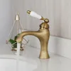 Baterie umywalkowe Antyczny mosiężny kran Pojedynczy otwór Uchwyt Vanity Basin Mixer Tap