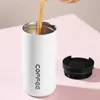 Mugs Creative Double Wall Thermal Mug with Lid Stainless Steel Portable Coffee Milk Cup Travel Tea Tumbler Office Water Cup Drinkware R230712