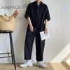 Herrbyxor Overaller Jumpsuits Sommarmode Fritidskläder Nine Point Cargo Japansk Retro Manskläder Par Lös Enfärgad kostym 230711