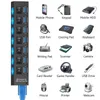 4/7 Port USB HUB 5Gbps High Speed 3.0 Splitter With Switch Power Adapter For Laptop PC Computer Accessories