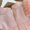 Meisjes Jurken Baby Meisjes Jurk Parels Kraag Kinderen Prinses Elegante Partij Tule Tutu Prom Gown Kinderen Bruiloft Avondkleding 3-9YHKD230712