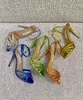 2023 New Season Aquazzura Shoes Tequila Sandals 105 Sparkling Party Italy Clear Pvc Crystals Stiletto Heel Wedding Bride