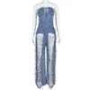 New Rompers Summer Fashion Tassel Broken Hole Nail Drill Wash Denim Jumpsuit For Female