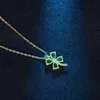 Pendant Necklaces Natural Green Jade Clover Pendant Necklace 925 Silver Fashion Jewelry Chalcedony Amulet Gifts HKD230712