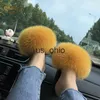 Slippers Summer Real Fur Slippers Ladies Indoor Furry Fur Flip Flops Women Plush Fox Fur Slides For Women House Shoes Woman Slipper Beach J230712