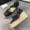 2023 klassieke sandalen designer 100% leer vrouwen hoge hak sandalen platform zomer Lint weven trouwjurk schoenen party sexy slipper 35-42 met doos