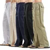 Pantalons pour hommes 2023 coton et lin mode décontractée ceinture élastique à lacets plage