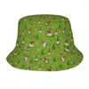 Berety Fashion Mini Holiday Snow Fun Gnomes kapelusze typu Bucket dla kobiet mężczyzn z nadrukiem Summer Travel Beach Fisherman Cap