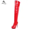Boots Fashion Thigh High Boots Women Autumn Winter Sexy Platform High Heels Over Knee Boots Fetish Red White Shoes Woman Plus Size 48 L230712