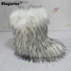 Stiefel Winter Fuzzy Boots 2023 Damen Kunstpelzstiefel Damen Warme pelzige Schuhe Flauschiges Fell Schneestiefel Plüschfutter Wohnungen Outdoor-Schuhe T230712