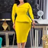 Urban Sexy Dresses Women's elegant church occasion dress long sleeved diagonal collar European knee length workplace women's professional dress Z230712