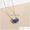 Pendant Necklaces Creative Natural Stone Necklace Facted Shape Lapis Lazi Pink Crystal High Grade Jewelry Drop Delivery Pendants Dhfdr