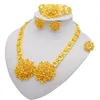 Necklace Earrings Set African Gold Color For Women Dubai Bridal Wedding Gifts Choker Bracelet Ring Jewellery